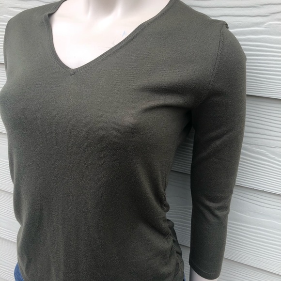 Luxurious SILK Mark Shale Soft Knit V-Neck Sweater - Picture 4 of 6